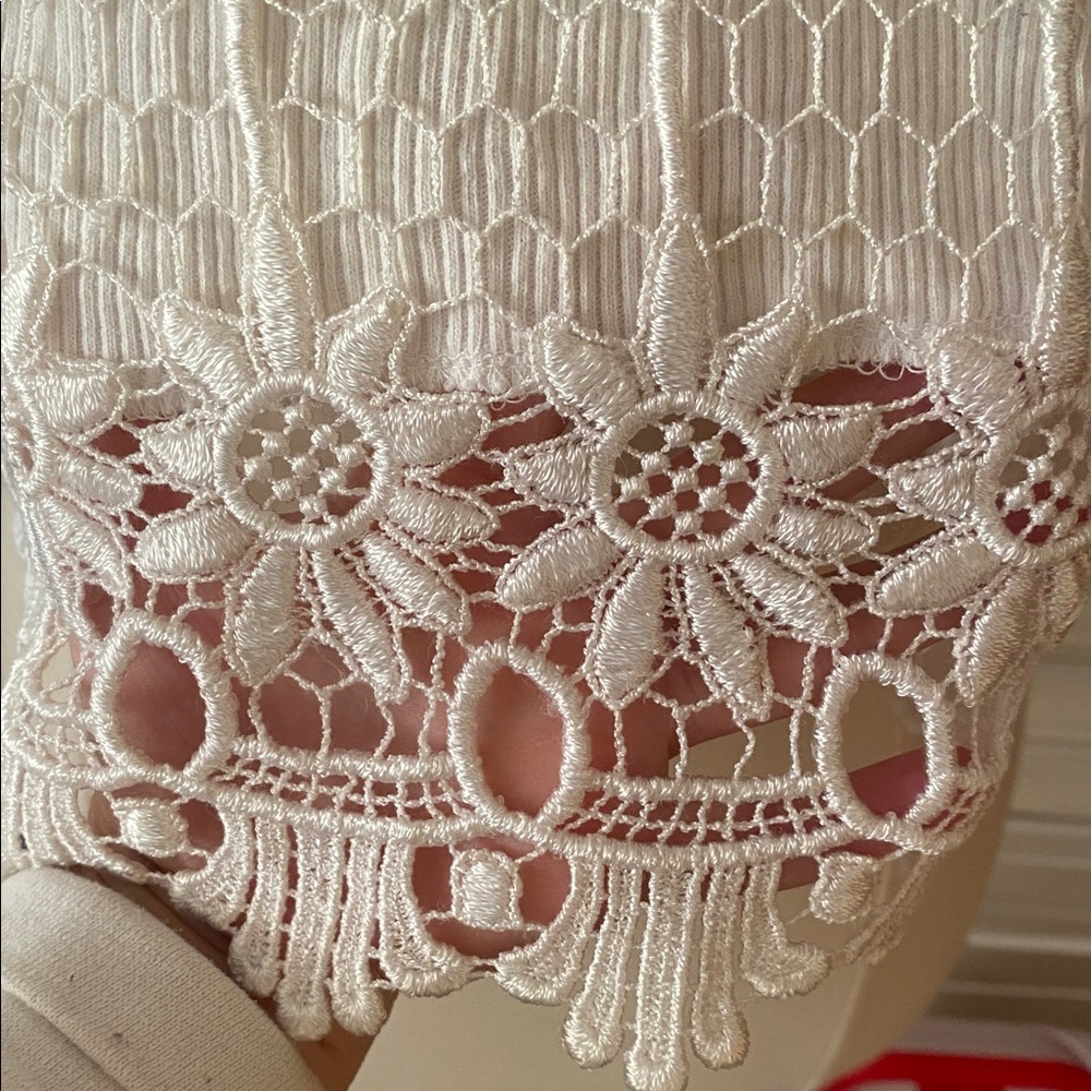 White Lace Crop Top - Picture 2 of 5